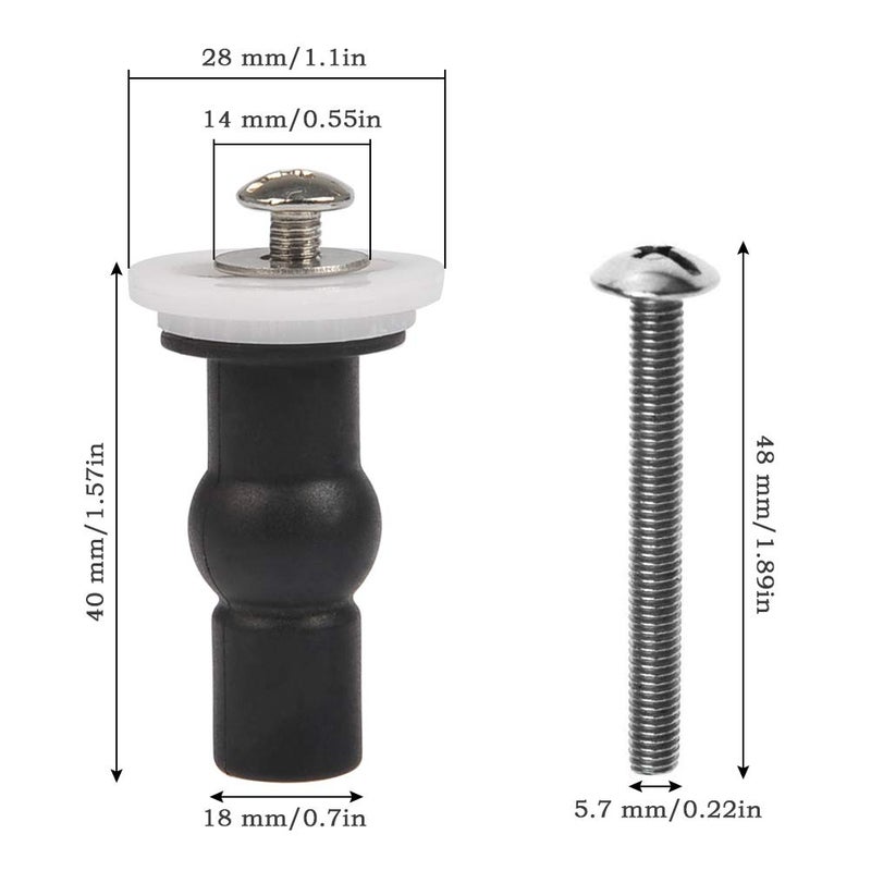 FOCCTS 4 Pack Toilet Seat Fixing Screws, Universal Toilet Seat Bolts Kit with Expanding Rubber Top Nuts and Bolts for Top Mounting Toilets Seats Hinges - Image 2